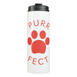Cat Perfect Red Purr Paw Print Thermal Tumbler