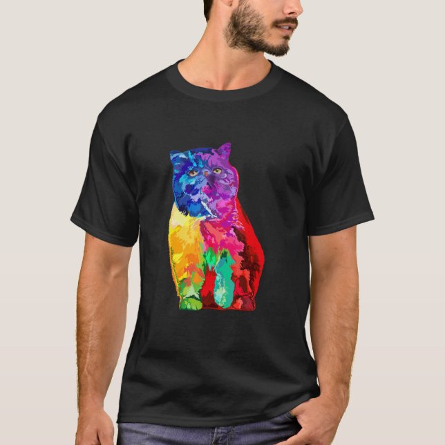 Cat  Persian Cat Womens Colourful Persian Cat Mens T-Shirt (Front)