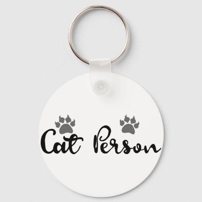 Cat Person Typography Art Keychain (Front)