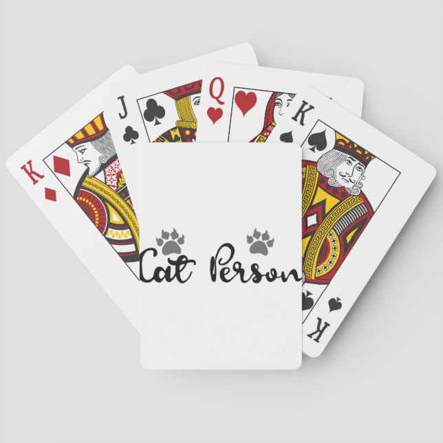 Cat Person Typography Art Playing Cards (Back)