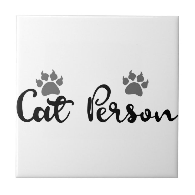 Cat Person Typography Art Tile (Front)