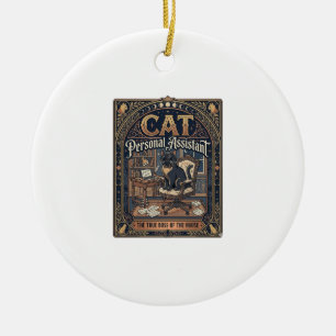 Cat Personal Assistant Cat Funny Owner Humour Vint Ceramic Ornament