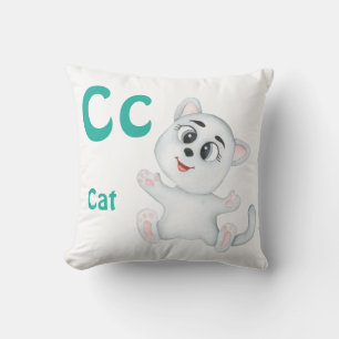 Cat personalize ABC: Letter C - Add Your Name Throw Pillow