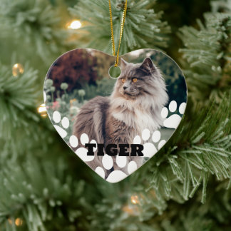 Cat personnalisé en céramique ornement avec nom