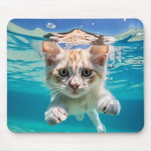 Cat Pet Animal Fun Playing Water Outdoor Mouse Pad (Front)