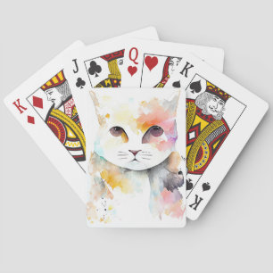 Cat Pet Animal Nature Watercolor Art Painting Playing Cards
