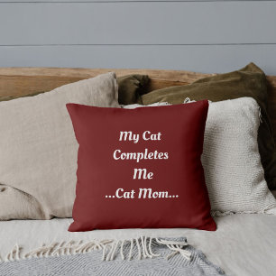 Cat Pet Friends Animal Lover DIY Quote On Red Throw Pillow