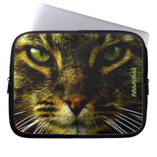 Cat Pet Hypnotizing Eyes Photo Text Laptop Sleeve