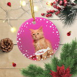 Cat Pet Keepsake Christmas Simple Photo Ceramic Ornament<br><div class="desc">Cat Pet Keepsake Christmas Simple Photo Ceramic Ornament</div>