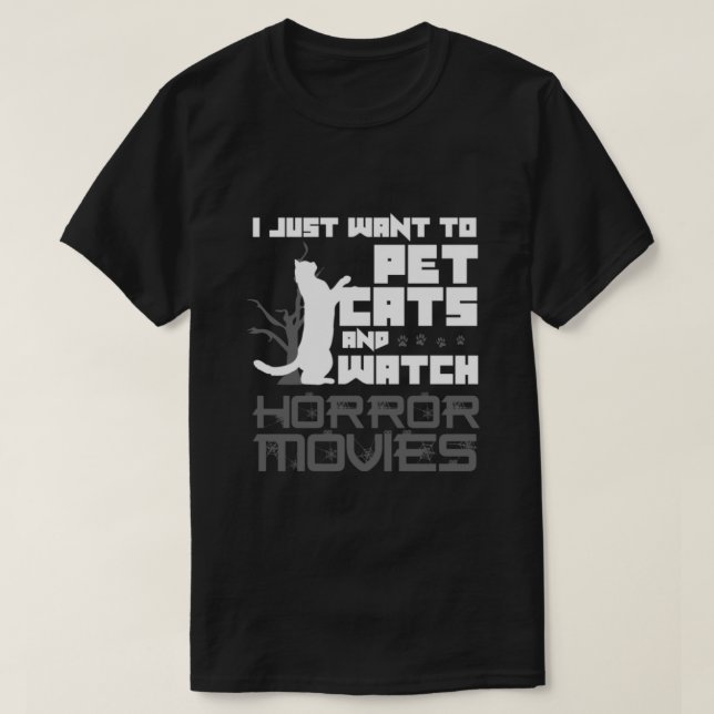 Cat Pet Lover Horror Movie Lover Gift53 T-Shirt (Design Front)