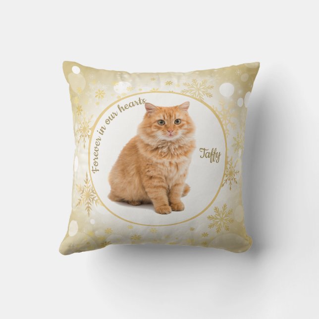 Cat Pet Memorial Ornament Throw Pillow (Back)