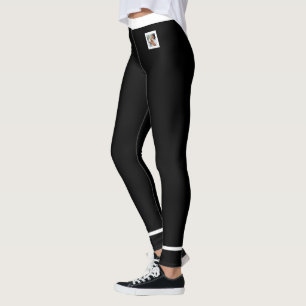Cat Pet Photo Black And White Striped Personalized Leggings