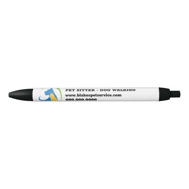 Cat Pet Sitter Dog Walking Business Service Black Ink Pen (Front)