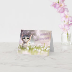 Cat Pet Sympathy Spiritual Poem Kitten Flowers Card