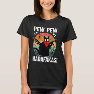 Cat Pew Madafaka Black Cat Moon Halloween Vintage T-Shirt