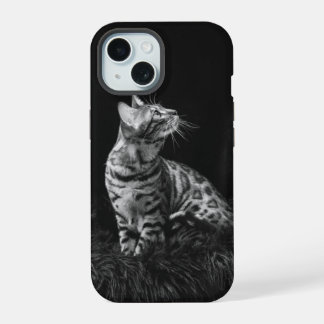 Cat Photo Black and White Personalizable iPhone 15 Case