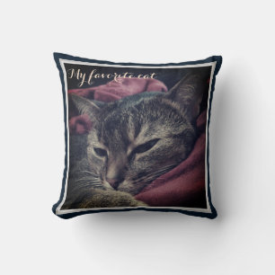Cat photo, cat, Pets, funny cat Throw Pillow