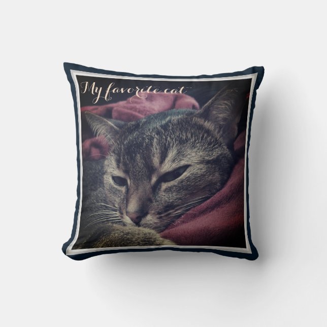 Cat photo, cat, Pets, funny cat Throw Pillow (Front)