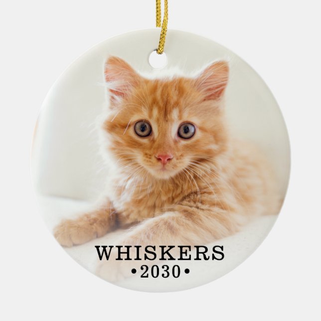 Cat Photo Ceramic Ornament (Front)