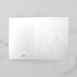 Cat Photo Christmas Folded Foil Greeting Card