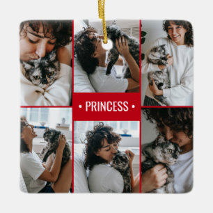 Cat Photo Collage Monogrammed Ceramic Ornament