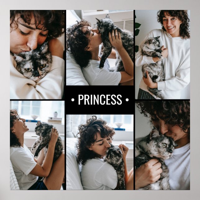 Cat Photo Collage Monogrammed Poster (Front)