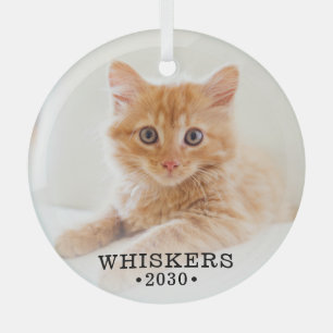 Cat Photo  Glass Ornament