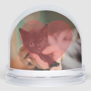 Cat photo heart snow globe
