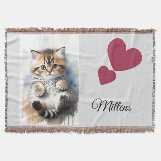 Cat Photo, Humour Quotes, Name, Throw Blanket (Front)