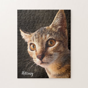 Cat Photo Image Personalized Template Jigsaw Puzzle
