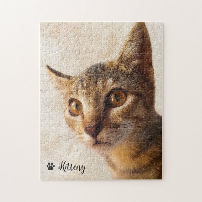 Cat Photo Image Personalized Template Jigsaw Puzzle (Vertical)