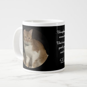 Cat Photo Memorial Name Text   Large Coffee Mug