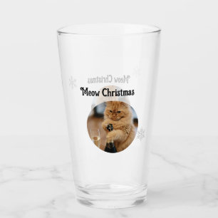 Cat Photo, Meow Christmas, customize Glass