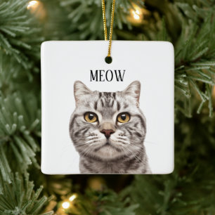 Cat Photo Meow Christmas Ornament
