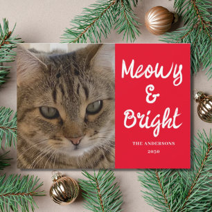 Cat Photo Meowy and Bright Christmas  Holiday Card