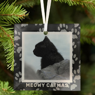 Cat Photo Meowy Catmas Pet Glass Ornament