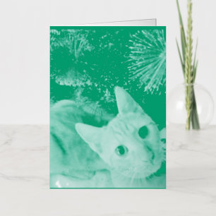 Cat Photo Text Christmas Folded Foil Greeting Card