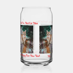 Cat Photo text customize Can Glass