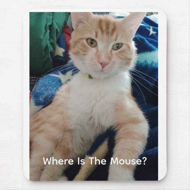 Cat Photo Text Customize Mousepad (Front)