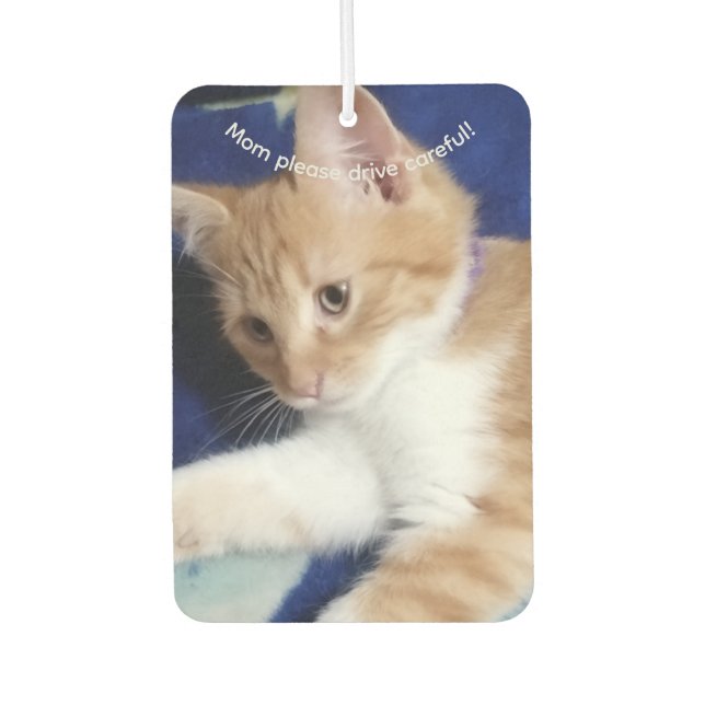 Cat Photo Text, Mom  Drive Careful, Customize,  Air Freshener (Front)