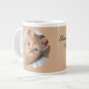 Cat Photo, Text, replaceable, Funny, Cat Lovers' Large Coffee Mug