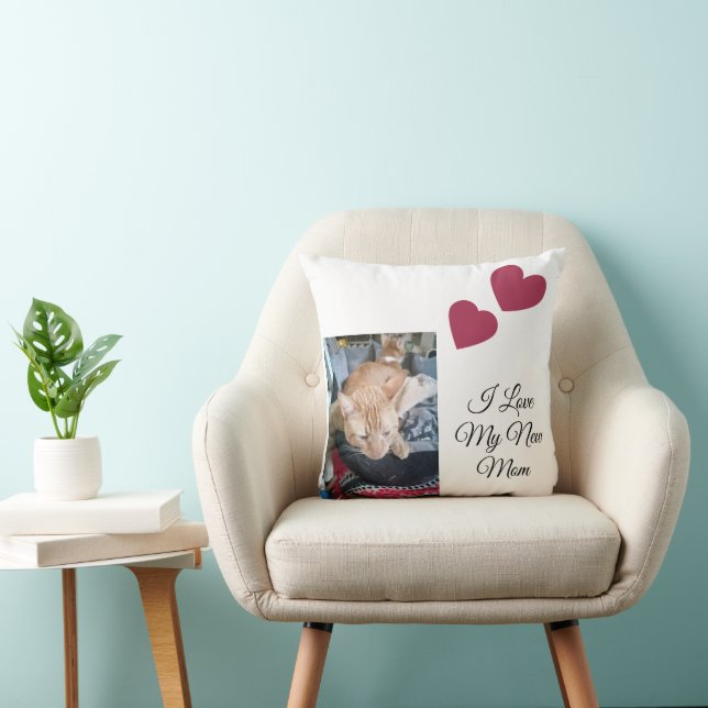 Cat Photo with Quote, Front and Back, Paw Throw Pillow (Chair)