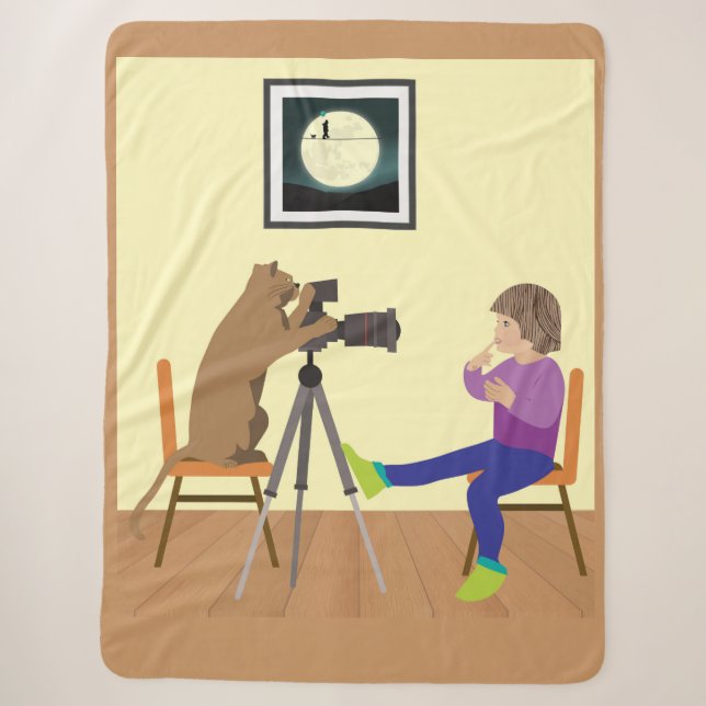 Cat photographer sherpa blanket (Front)