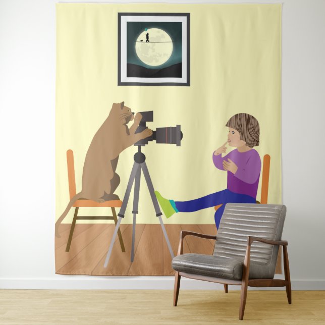 Cat photographer tapestry (In Situ)