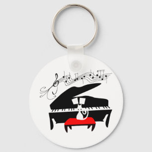 Cat & Piano Keychain