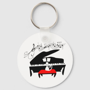 Cat & Piano Keychain