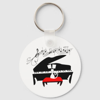 Cat & Piano Keychain