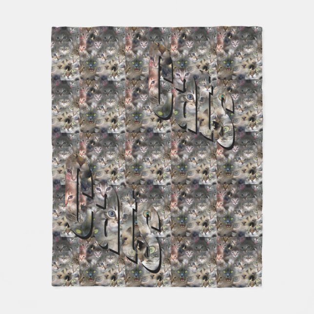 Cat Picture Collage And Logo ,Med Fleece Blanket (Front)