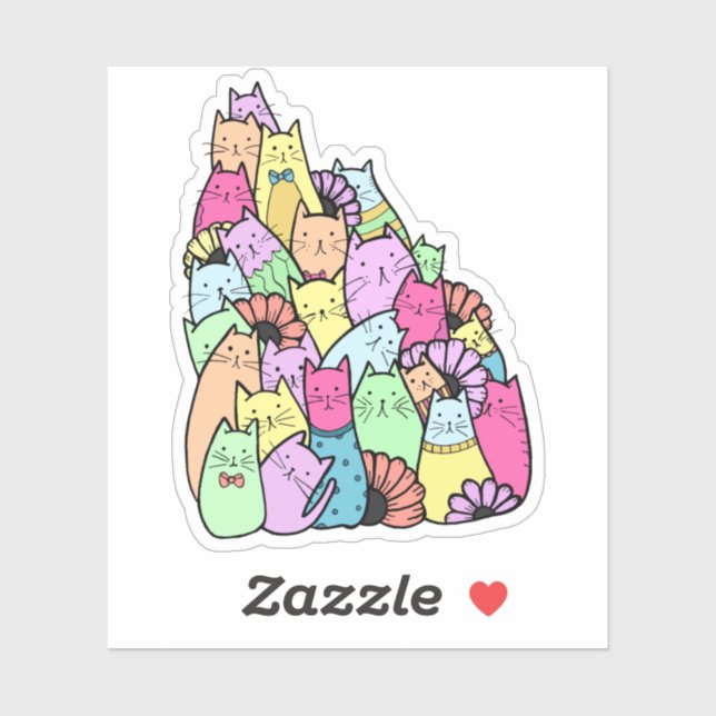 Cat Pile Laptop Sticker (Sheet)