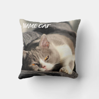 Cat pillow printed with cat's name (2 sides)